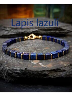 Bohemian Square Lapis Lazuli Stone Bracelet Promotes Spiritual Strength Unisex